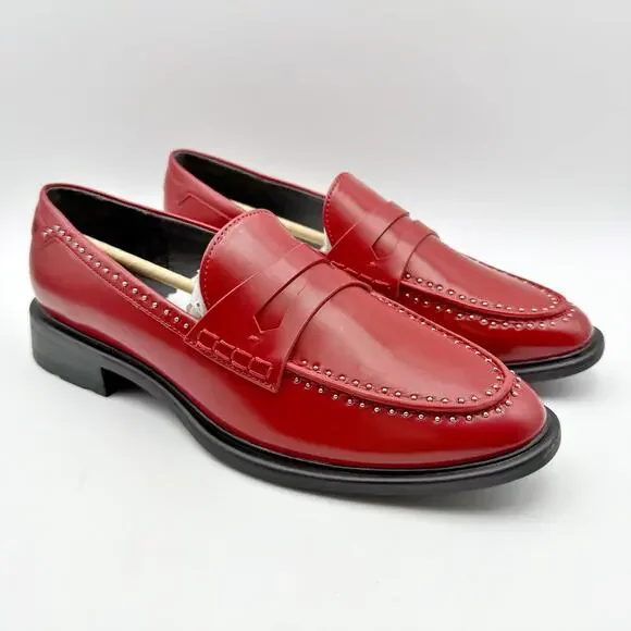 Franco Sarto Womens Eden Studded Loafers US 6.5 M EU 36.5 Red Slip On NIB - Picture 5 of 12